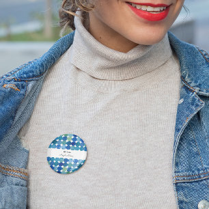 Badge Rond 2,50 Cm Motif de points - bleu et vert