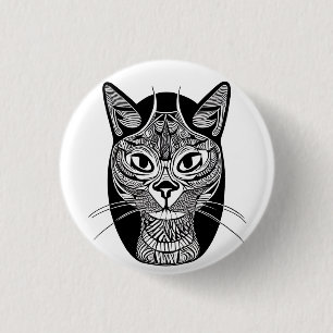Badge Rond 2,50 Cm Motif de tatouage de chat de Siamese
