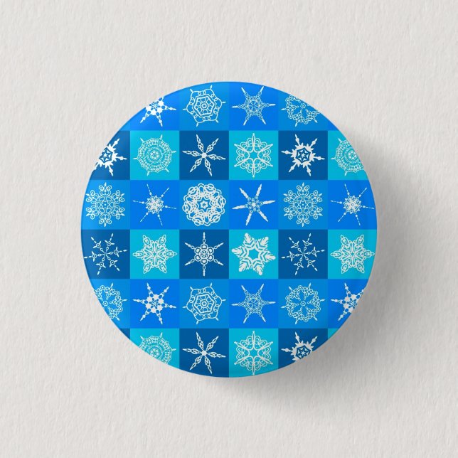 Badge Rond 2,50 Cm Motif des flocons bleus (Devant)