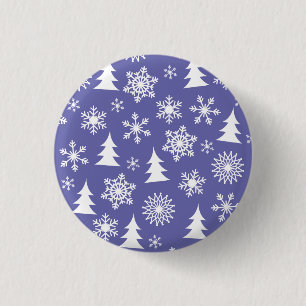 Badge Rond 2,50 Cm Motif des flocons de neige et des pins