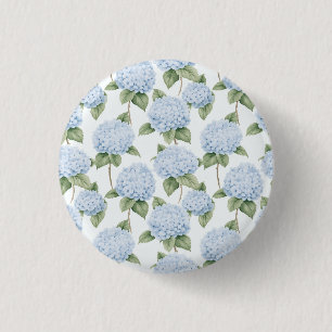 Badge Rond 2,50 Cm Motif d'hortensia bleu aquarelle florale botanique