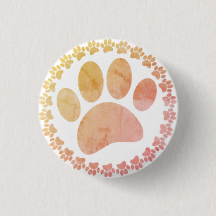 Badge Rond 2,50 Cm Motif D'Impression Paw Et Round Frame Dog