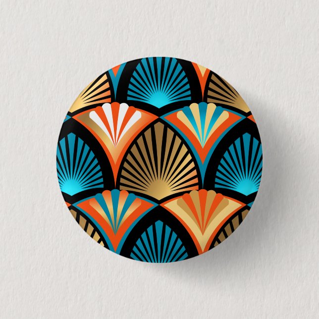 Badge Rond 2,50 Cm Motif d'or feuille en palmier géométrique Art Déco (Devant)