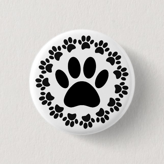 Badge Rond 2,50 Cm Motif Empreinte de patte de chien à cadre arrondi (Devant)