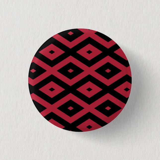 Badge Rond 2,50 Cm Motif en diamant rouge et noir (Devant)