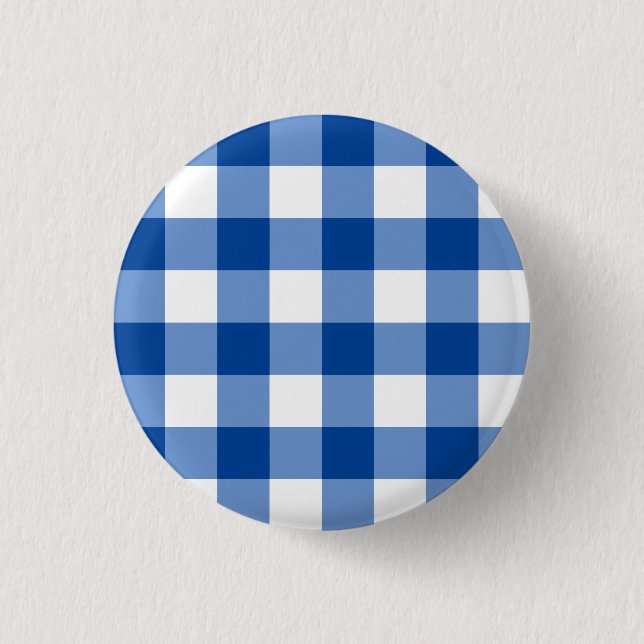 Badge Rond 2,50 Cm Motif en vichy bleu (Devant)