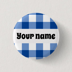 Badge Rond 2,50 Cm Motif en vichy bleu
