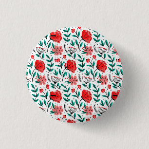 Badge Rond 2,50 Cm Motif floral dessiné à la main coloré.