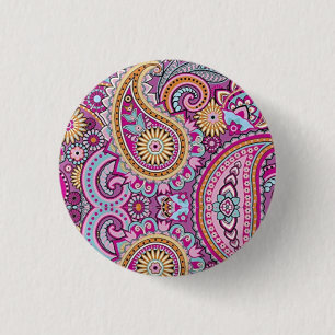Badge Rond 2,50 Cm Motif floral paisley boho vibrant Art coloré