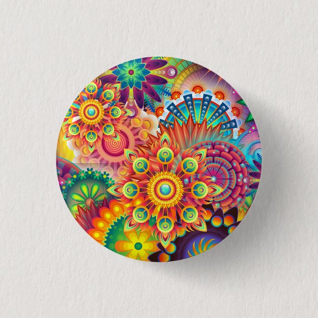 Badge Rond 2,50 Cm Motif funky rétro Abstrait Bohème (Devant)