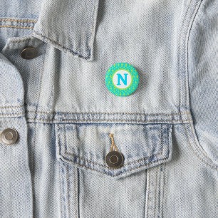 Badge Rond 2,50 Cm Motif géométrique turquoise et vert lime