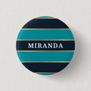 Badge Rond 2,50 Cm Motif Gras bleu marine Gold Stripe