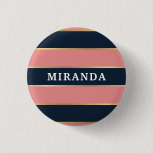 Badge Rond 2,50 Cm Motif Gras Rose Bleu Gold