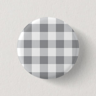 Badge Rond 2,50 Cm Motif gris et blanc En vichy