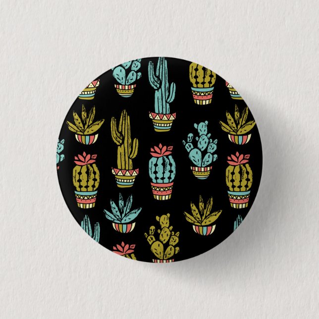 Badge Rond 2,50 Cm Motif grunge foncé de cactus (Devant)