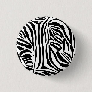Badge Rond 2,50 Cm Motif Imprimé Zèbre Noir et Blanc Gras