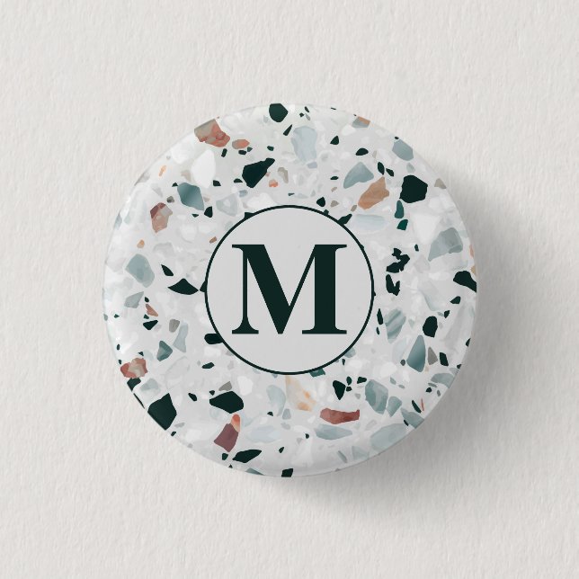Badge Rond 2,50 Cm Motif moderne Abstrait Terrazzo (Devant)