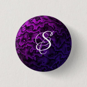 Badge Rond 2,50 Cm Motif ondulé violet foncé et noir