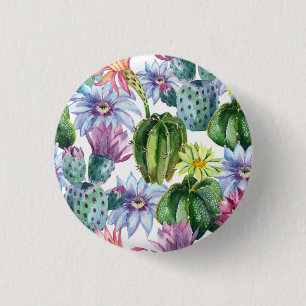Badge Rond 2,50 Cm Motif peint à la main de cactus d'aquarelle