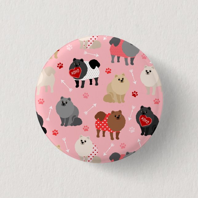 Badge Rond 2,50 Cm Motif Pomeranian Valentine (Devant)