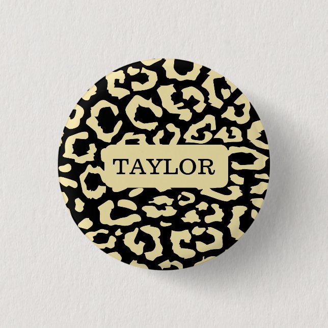 Badge Rond 2,50 Cm Motif Poster de animal Léopard Spots Noir Et Or (Devant)