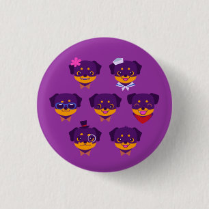 Badge Rond 2,50 Cm Motif pourpre de chiot de rottweiler de Kawaii