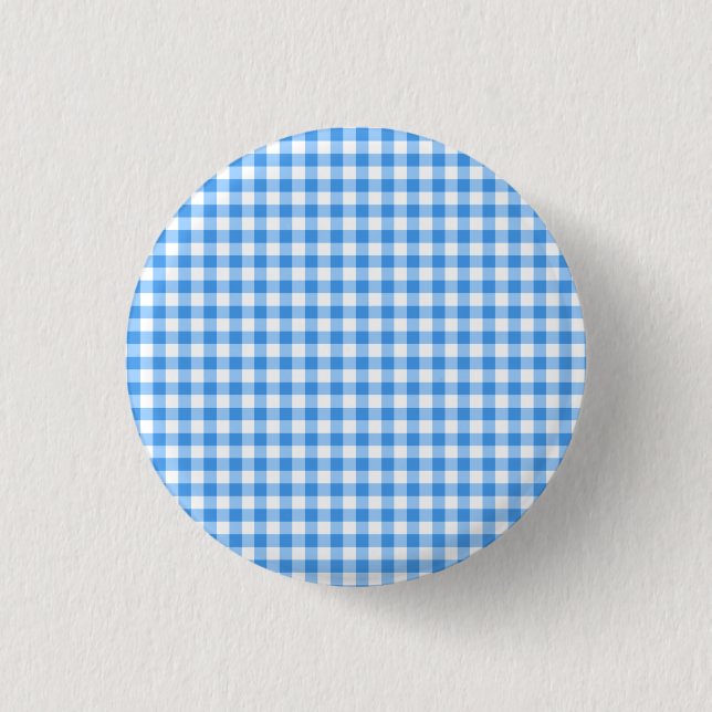 Badge Rond 2,50 Cm Motif Rustique Bleu Et Blanc En vichy (Devant)