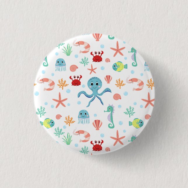 Badge Rond 2,50 Cm Motif Sea World (Devant)