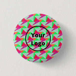 Badge Rond 2,50 Cm Motif triangles rétro coloré