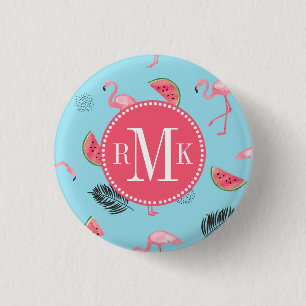 Badge Rond 2,50 Cm Motif tropical à la mode de Flamant rose et de