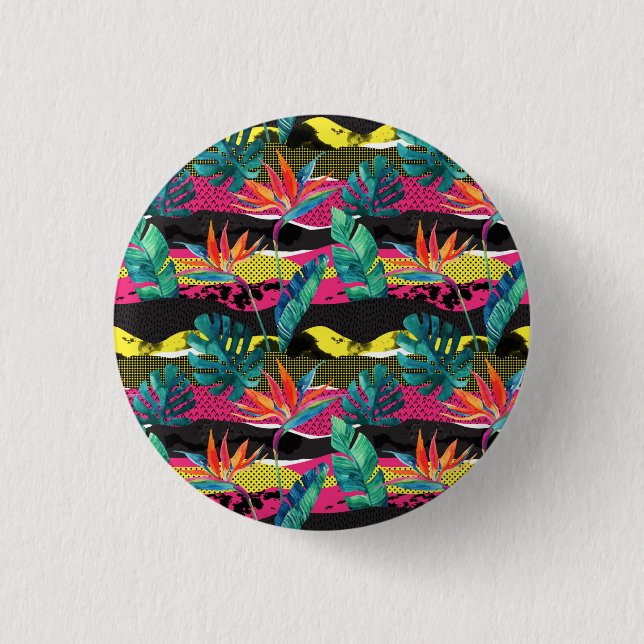 Badge Rond 2,50 Cm Motif tropical abstrait de texture de néon (Devant)