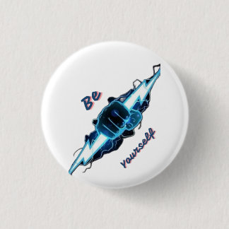 Badge Rond 2,50 Cm Motivante "Soyez Vous-Même" Éclair Bleu Fis