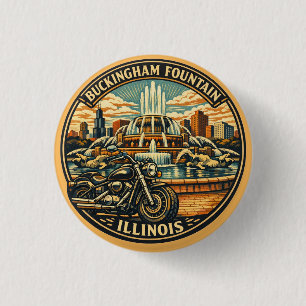 Badge Rond 2,50 Cm Moto vintage de Chicago Buckingham Fountain