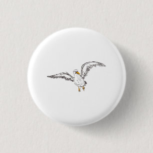 Badge Rond 2,50 Cm Mouette blanche oiseau