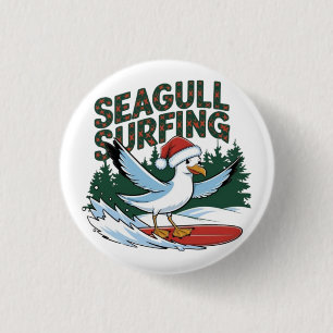 Badge Rond 2,50 Cm Mouette surfeuse d'hiver, Mouette de Noël
