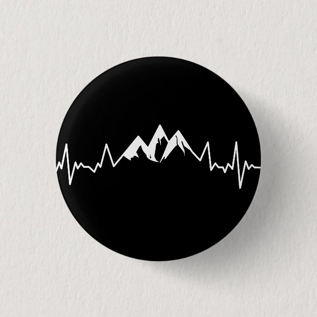 Badge Rond 2,50 Cm Mountain Range Heartbeat Pulse Line (Devant)