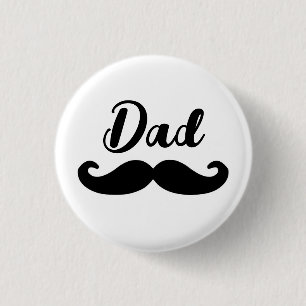 Badge Rond 2,50 Cm Moustache à guidon noir papa