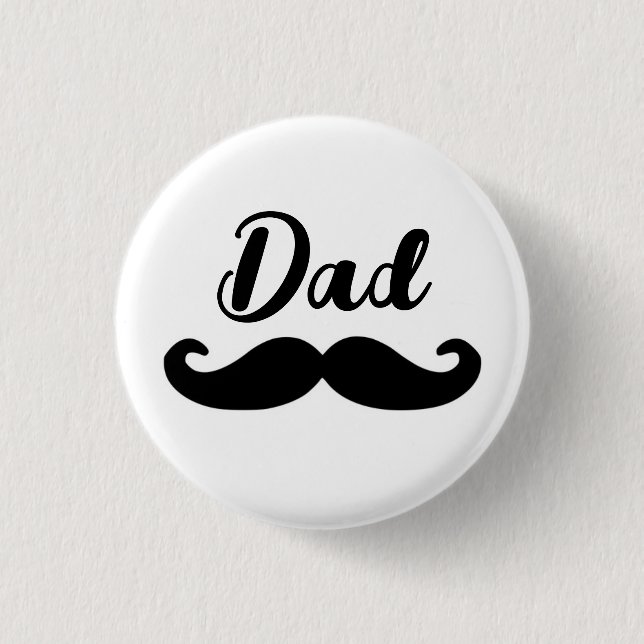 Badge Rond 2,50 Cm Moustache à guidon noir papa (Devant)