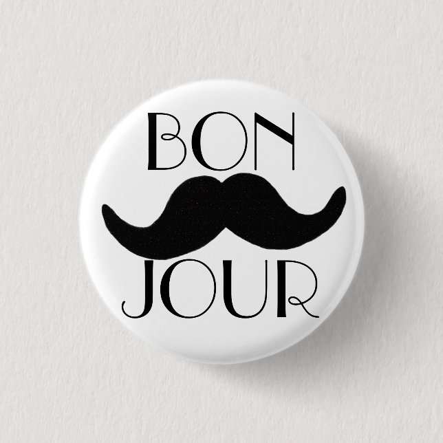 Badge Rond 2,50 Cm Moustache de BONJOUR (Devant)