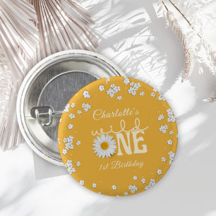Badge Rond 2,50 Cm Moutarde Daisy Wild One 1er Anniversaire 