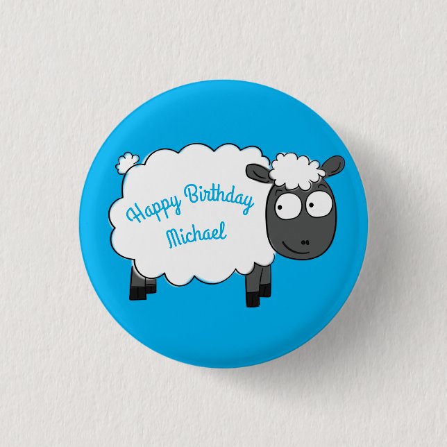 Badge Rond 2,50 Cm Mouton Anniversaire Soirée Caricature (Devant)