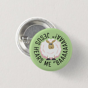 Badge Rond 2,50 Cm Mouton de dessin animé rond et duveteux