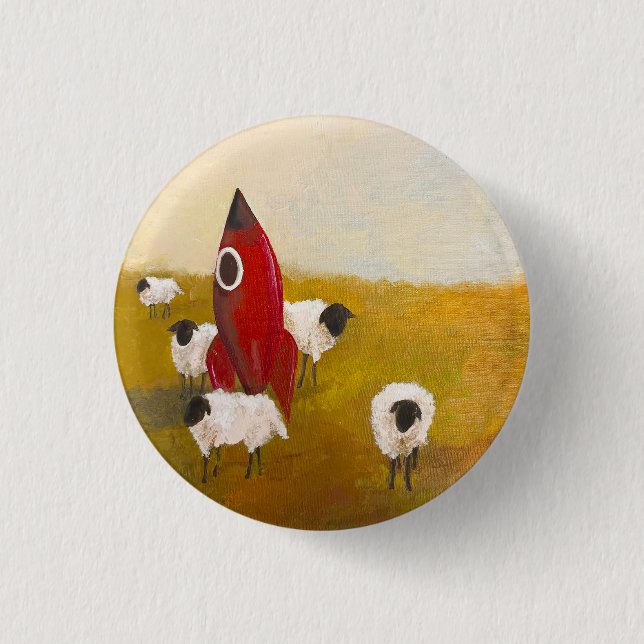 Badge Rond 2,50 Cm Mouton Fusée (Devant)