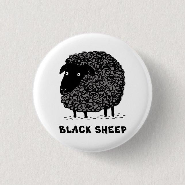 Badge Rond 2,50 Cm Mouton noir (Devant)