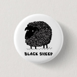 Badge Rond 2,50 Cm Mouton noir