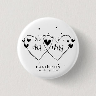 Badge Rond 2,50 Cm Mr. and Mrs. Newly Weds Wedding