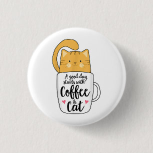 Badge Rond 2,50 Cm Mug de café chat orange drôle amateur de chats