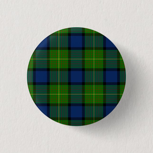 Badge Rond 2,50 Cm Muir Moore écossais vert bleu plaid (Devant)