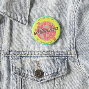 Badge Rond 2,50 Cm München Bayern Deutschland Retro néon jaune