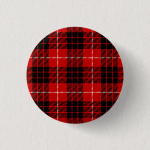 Badge Rond 2,50 Cm Munro tartan rouge noir plaid